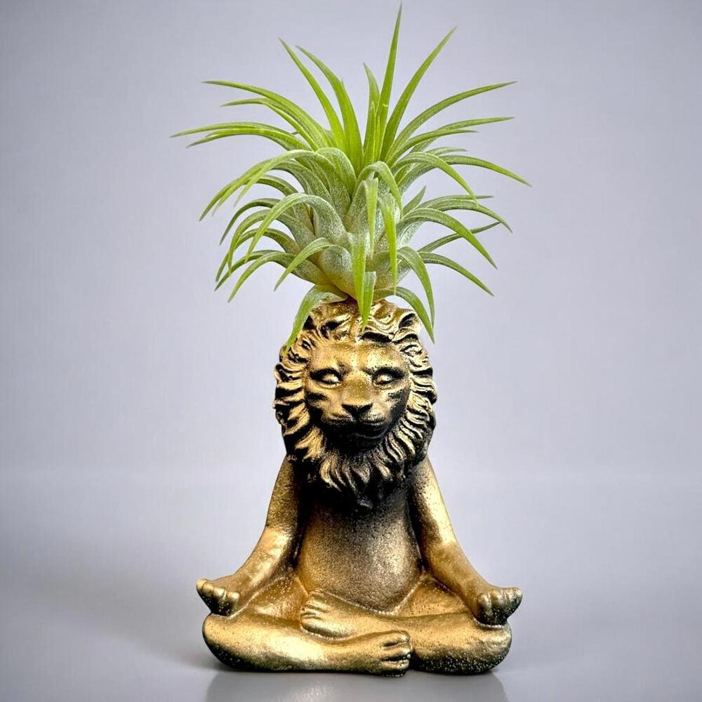 Lion Planter – Zen Meditating King of the Jungle, Yoga Gift